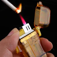 waterproof small jet lighter red flame inflatable for camping gas portable cigar cigarette lighter men gadget