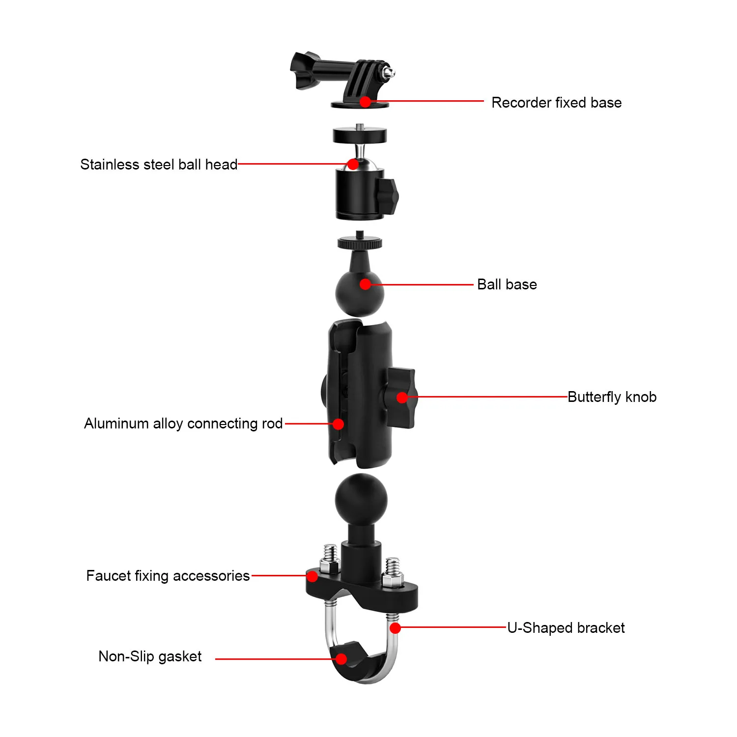 

CS-1134A1 motorcycle sports camera driving recorder bracket universal multi-device mobile phone bracket