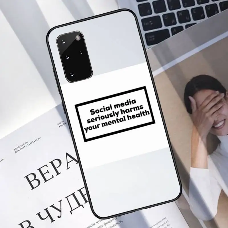 

social media harms your mental heal Phone Case for samsung galaxy s21 s20 fe s10 s9 s8 s30 note 20 10 ultra plus pro lite 5G