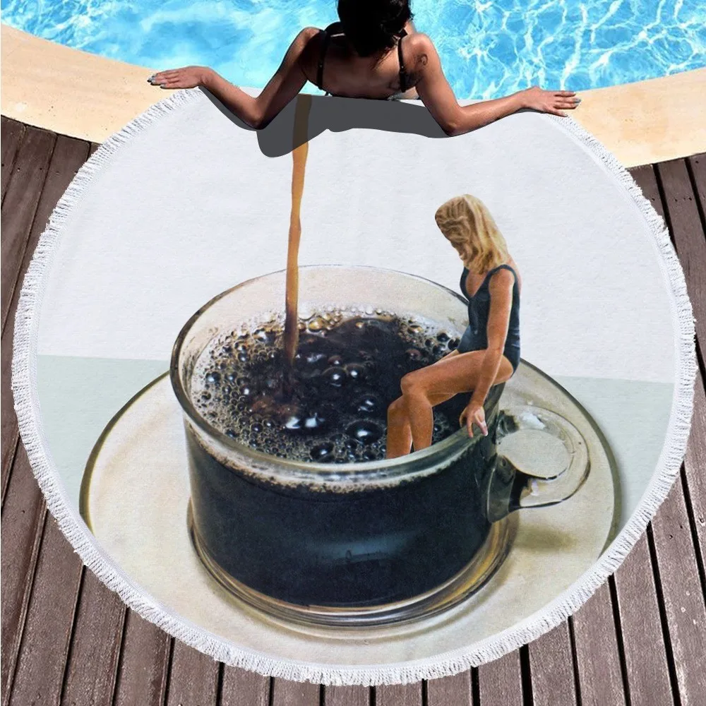 2019 Boho пляжное полотенце с принтом тропических растений из микрофибры круглое для