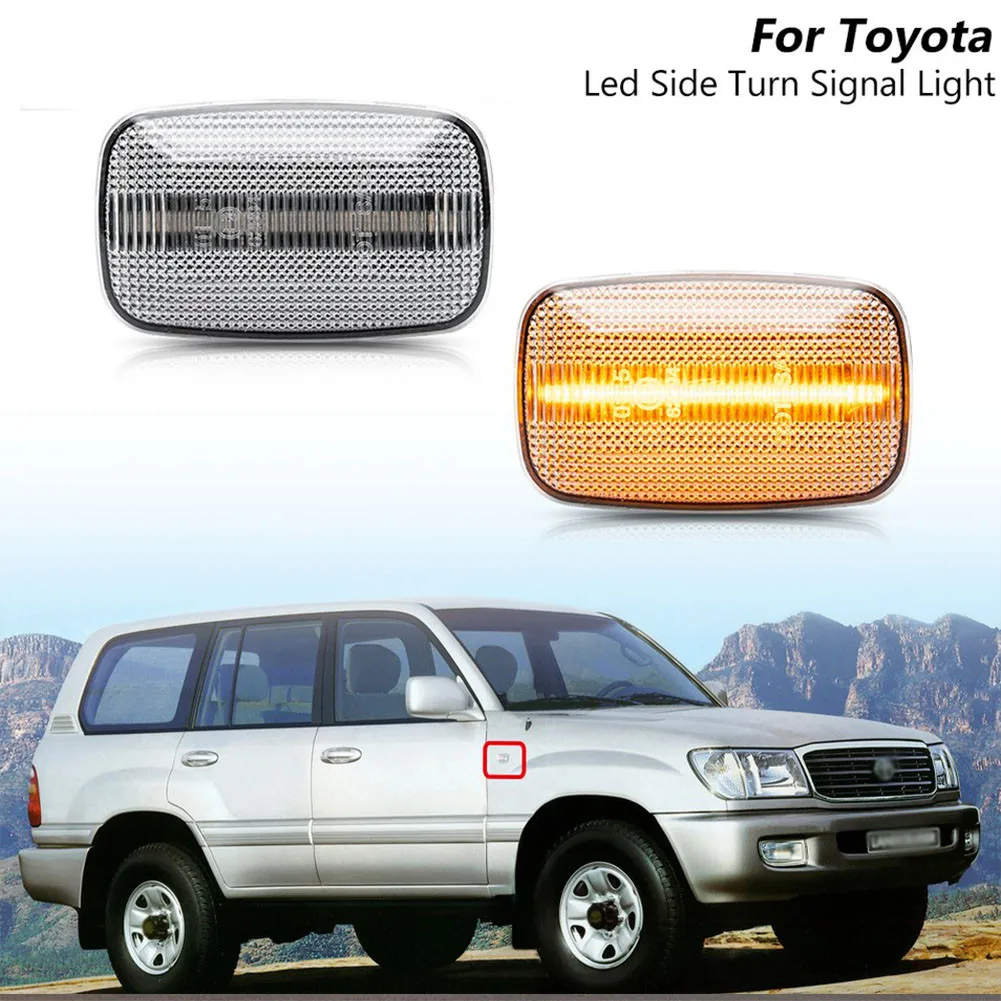 

2X LED Side Sign Turn Signal Light For Toyota LandCruiser 70 80 100 Yellow Light LED Side Sign Turn Signal Light