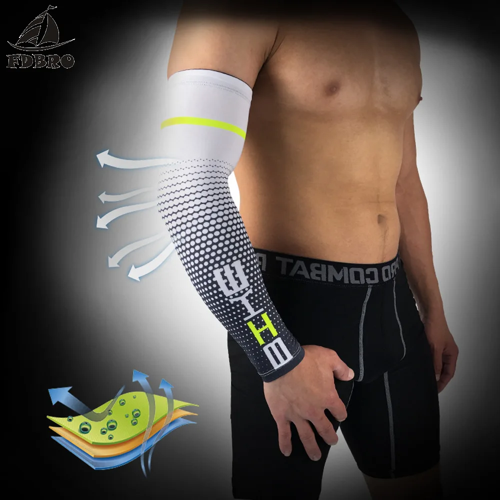 FDBRO 2 Pcs/lot Arm Sleeves Cycling Fishing Sport Sun UV Protective Cuff Basketball Warmer Manguitos Ciclismo Brazo Hombre | Спорт и