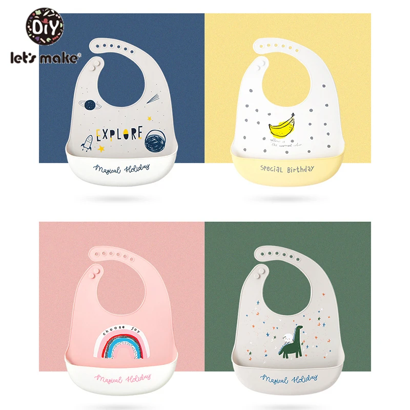 Давайте сделаем Детские Силиконовые Водонепроницаемый нагрудник регулируемый