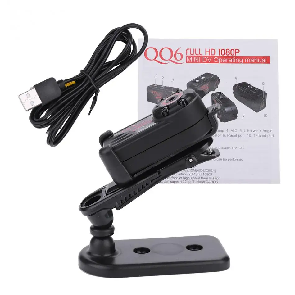 Full HD 1080P Mini DV QQ6 HD 12 МП Спортивная мини DV камера широкоугольная камера с ИК ночного видения Montion Dection мини-камера