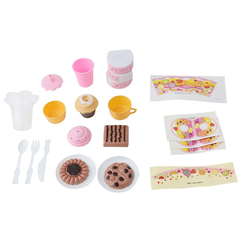 

38-75pcs DIY Pretend Play Fruit Cutting Birthday Cake Kitchen Food Toys Cocina De Juguete Toy Pink Blue Girls Gift For Children