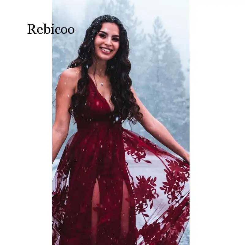 Женское вечернее платье Rebicoo однотонное элегантное шифоновое без рукавов летнее