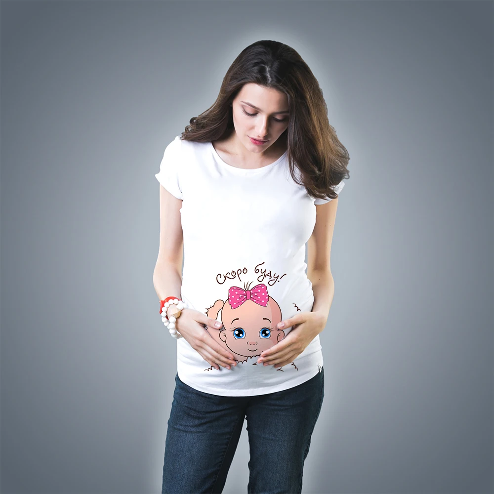 

Pregnancy announcement Maternity Clothes Casual Pregnancy T ShirtsBaby Print Funny Pregnant Women Summer Pregnant Top Streetwear
