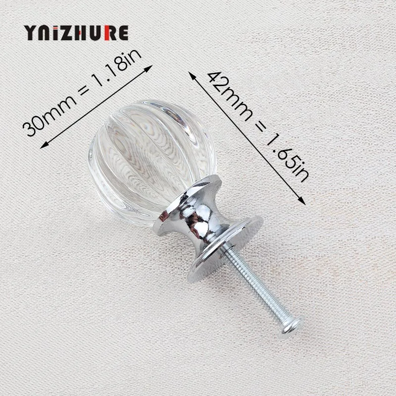 30mm Pumpkin Silver YNIZHURE Алмазная форма Хрустальные стеклянные ручки для шкафа ручки для выдвижных ящиков кухонный шкаф ручки оборудование для обработки мебели - Цвет: 30mm Pumpkin Silver