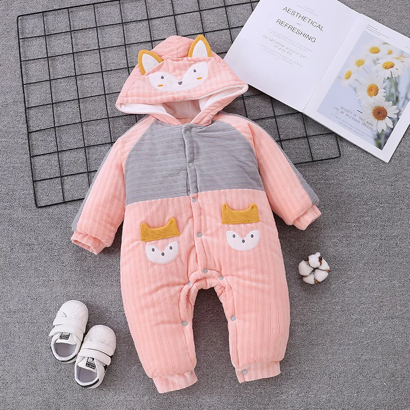 

Autumn Cartoon Newborn Baby Romper Winter Hooded Baby Boys Clothes Baby Jumpsuit For Girls Unisex Baby Clothes Overalls 0 3Month