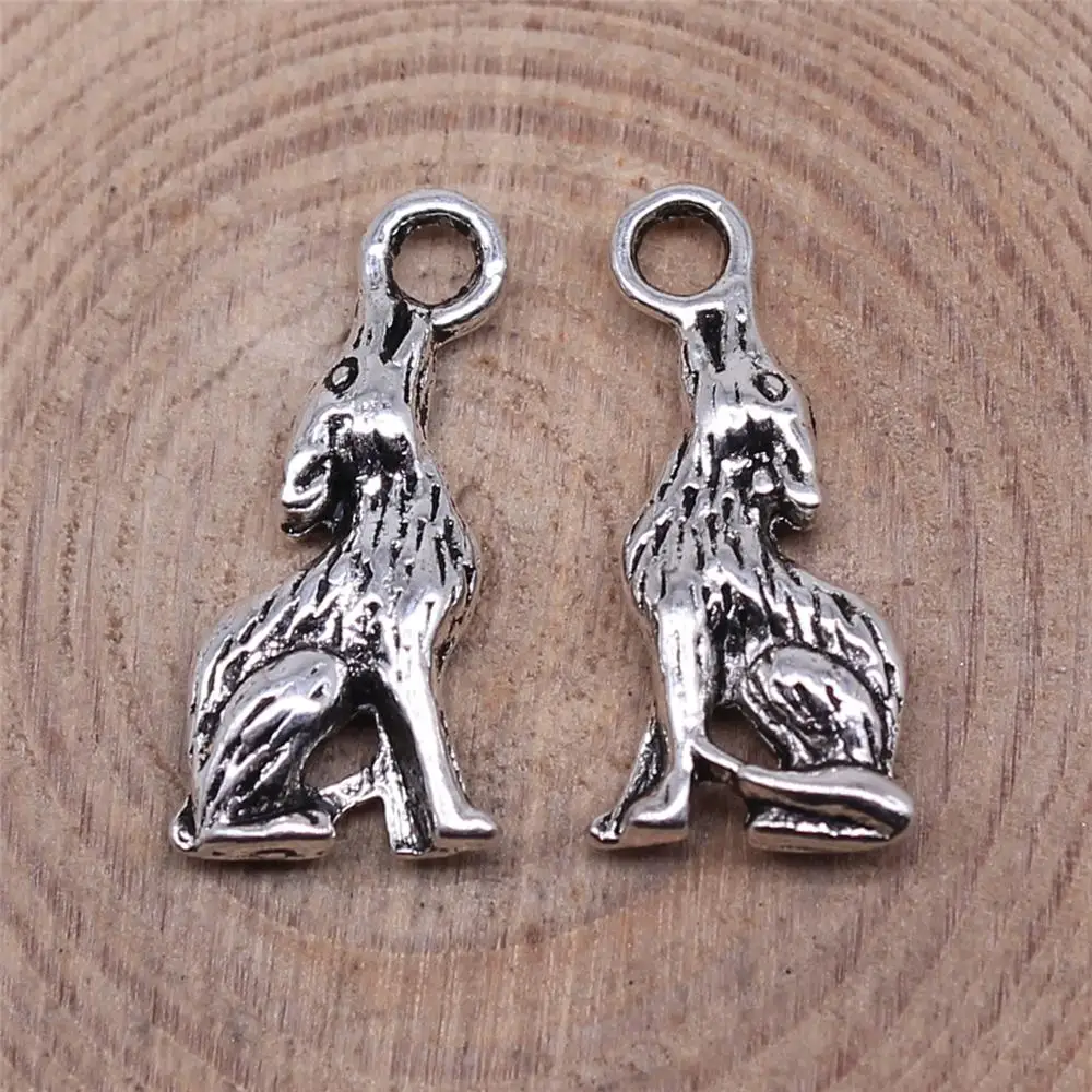 

Jewelery Pendants Making Charms For Jewelry 20pcs Howling Wolf Charms 21x7mm Antique Silver Plated