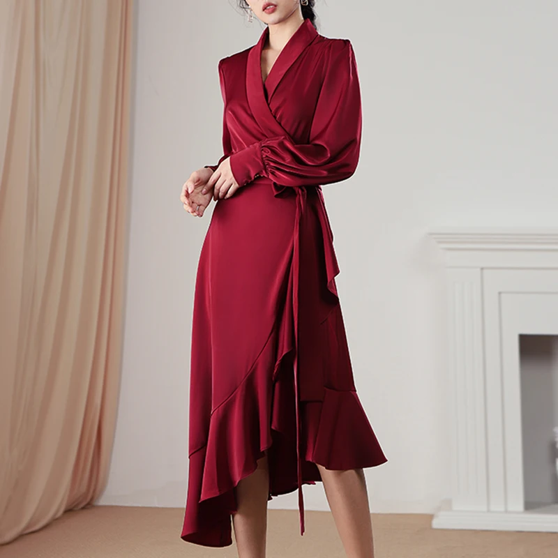 Женское асимметричное платье Max Spri элегантное с v образным вырезом длинным