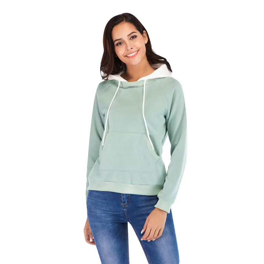 Толстовки и свитшоты для женщин Ladie сшивание контрастного цвета с длинным