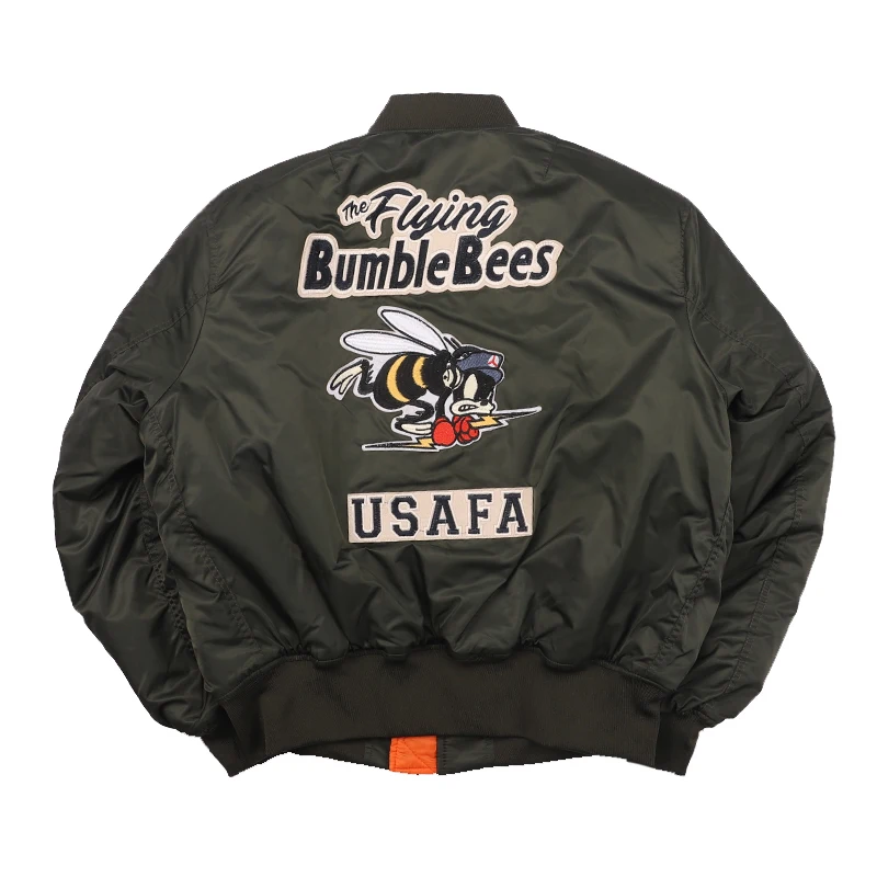 Jaqueta de bombardeiro bordada USAFA WW2 masculina,