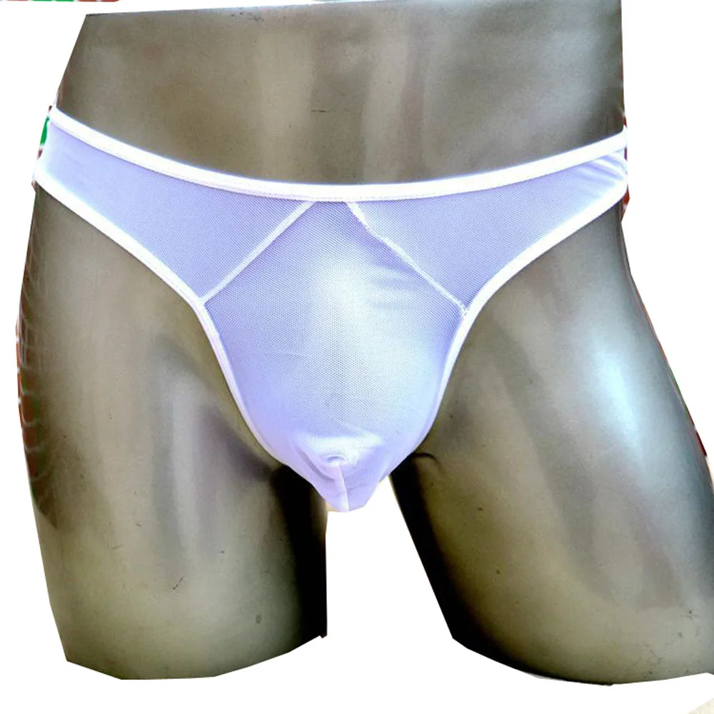 Сексуальные мужские прозрачные трусики стринги с трехмерным вырезом сетчатые