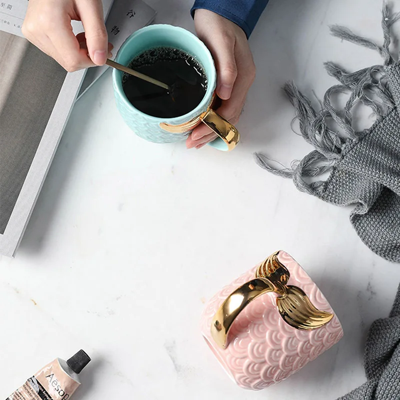 400ml Coffee Mug Creative Little Mermaid Ceramic Big Tea Milk Cups Personal OfficeJuice Cup Best Christmas Mugs For Friends | Дом и сад