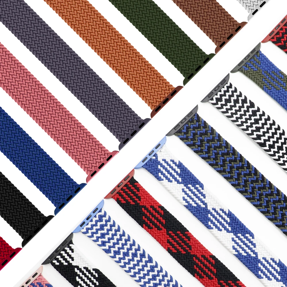 

Braided Solo Loop Fabric Nylon Strap For Apple Watch band 44mm 40mm 38mm 42mm Stretchy Sports Wristband iWatch Series 6 SE 5 4 3