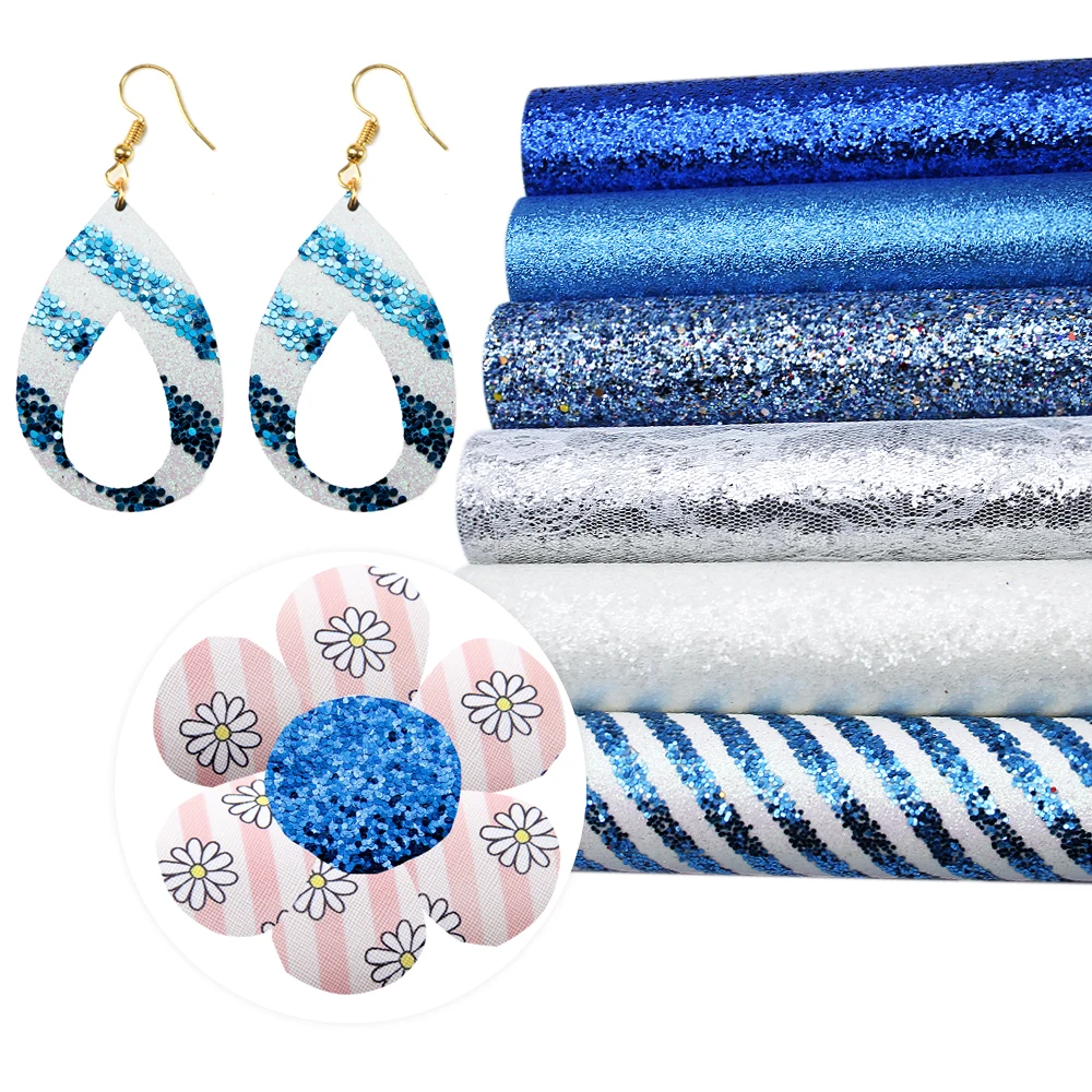 David accessories 6 шт./компл. 20*33 см синий полосатый набор из искусственной кожи и ткани