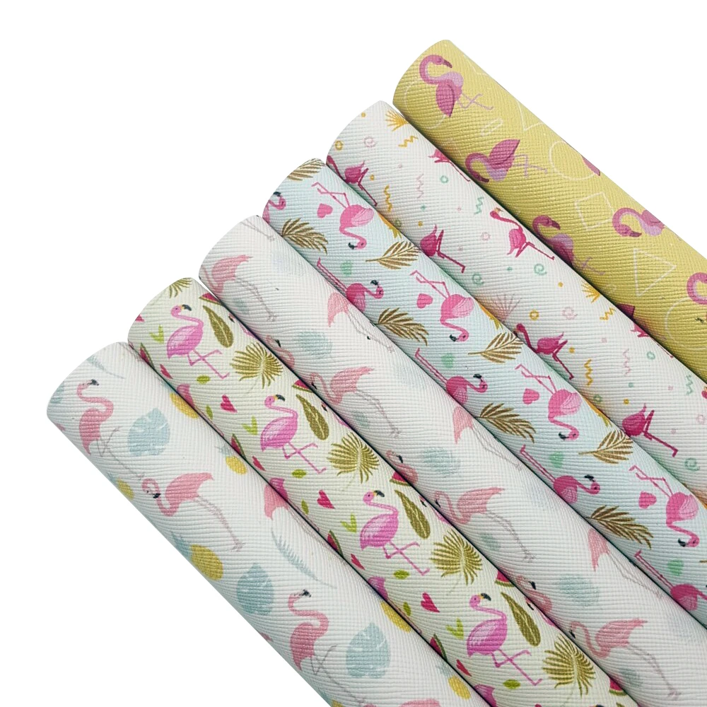 Кожаная ткань с принтом животных единорога фламинго 22*30 см A4|Синтетическая кожа| |