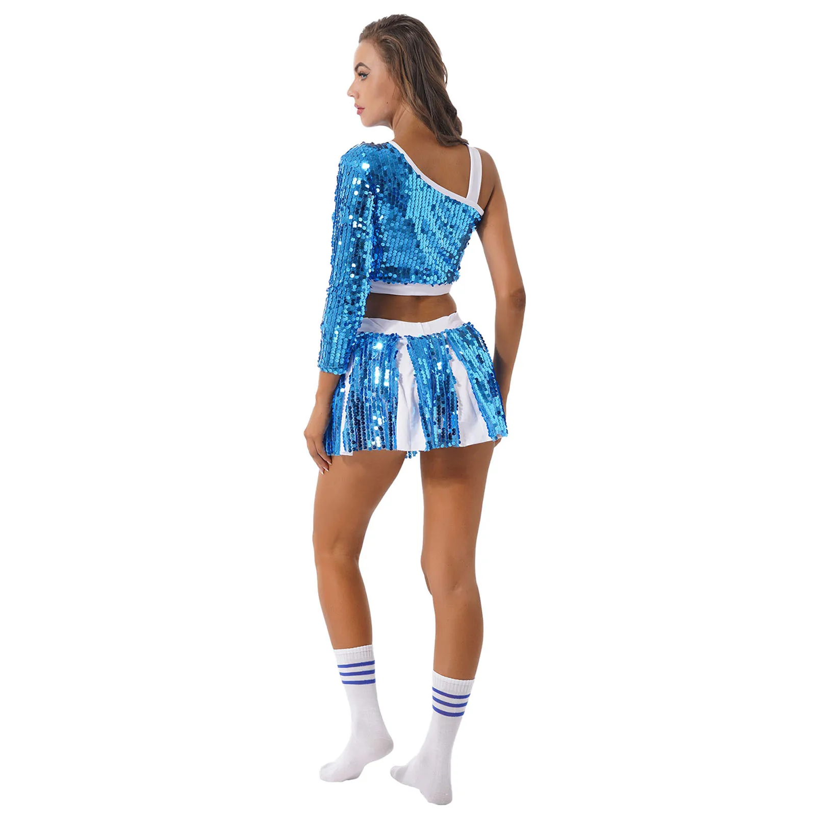 Женский взрослый костюм для косплея блестящая женская мини-юбка униформа