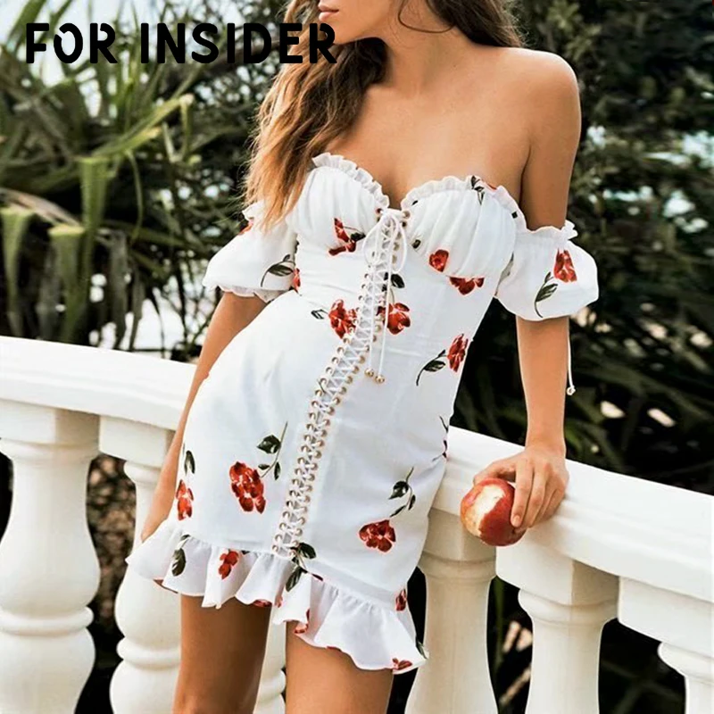 Для инсайдера цветочный принт белое Бандажное Платье женское сексуальное с