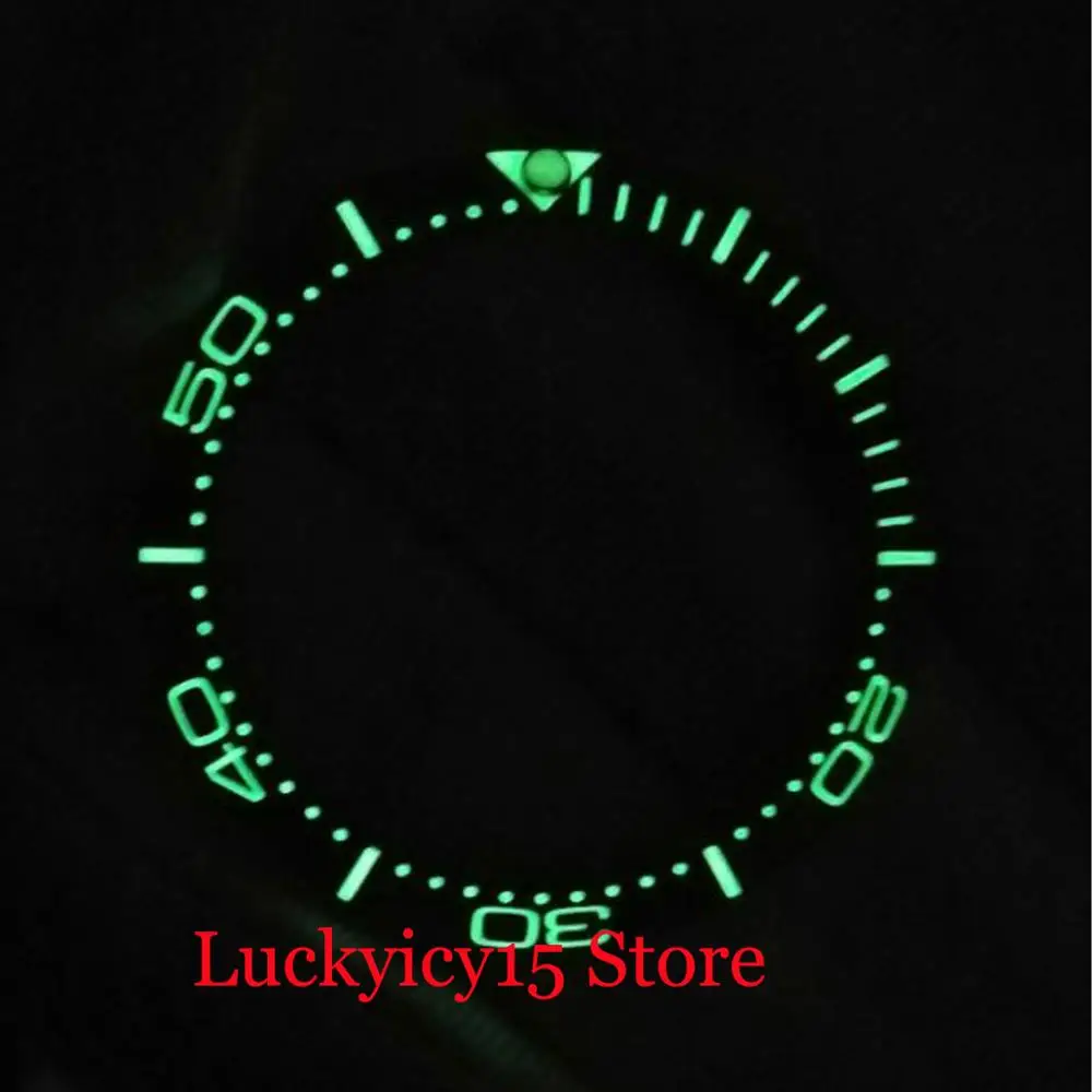 Высококачественные светящиеся черные/синие часы с кольцевой вставкой диаметр 38