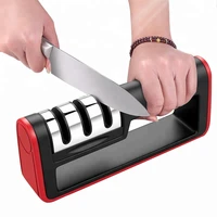 3 stage kitchen handheld knife sharpener for straight and serrated knives detachable knife sharpener