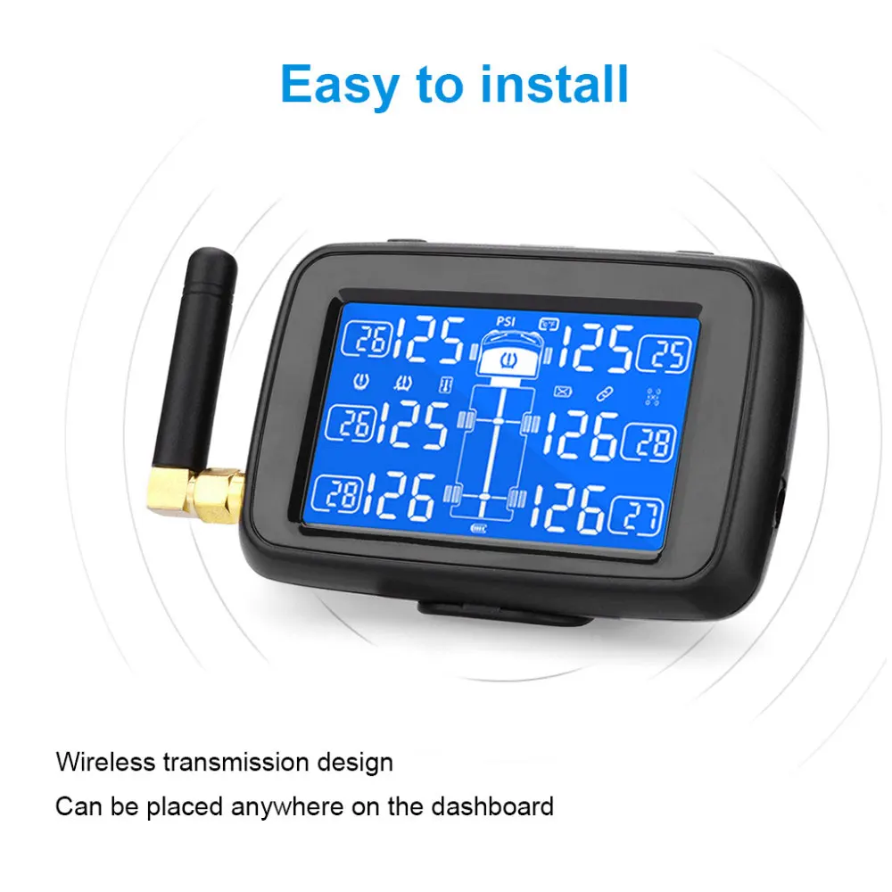 U901T Грузовик TPMS система контроля давления в шинах с 6 внешними датчиками ЖК