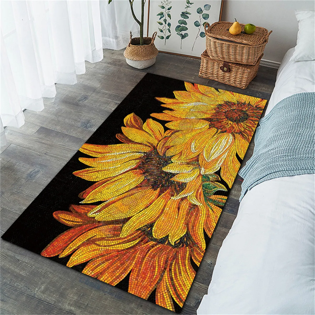 

Sunflower 3D Printed Carpet Mat for Living Room Doormat Flannel Print Bedroom Non-slip Floor Rug 04