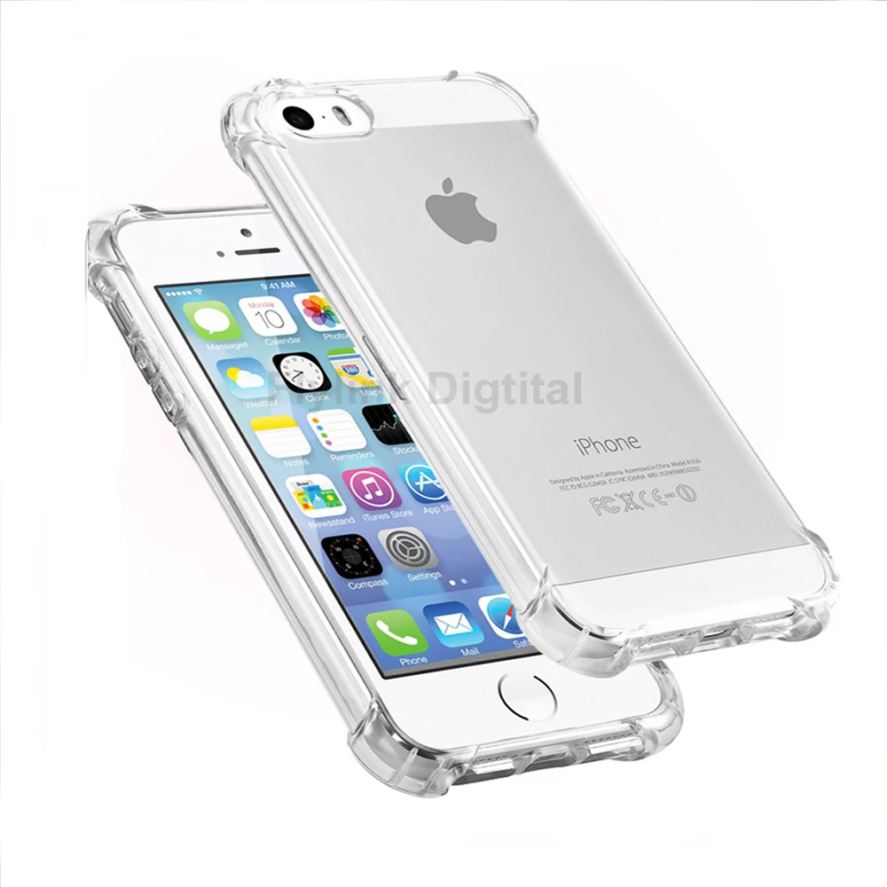 Мягкий ударопрочный чехол из ТПУ для iPhone 5 6 7 8 Plus X прозрачный силиконовый с полным