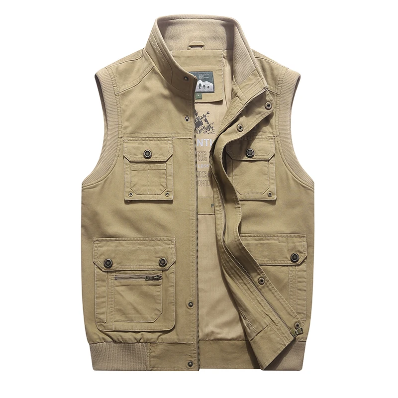 

Plus size 6XL 7XL 8XL Brand Men's Military Tactical Vest Stand Collar Cotton casaco masculino Multi-pockets Waistcoat Vest Men