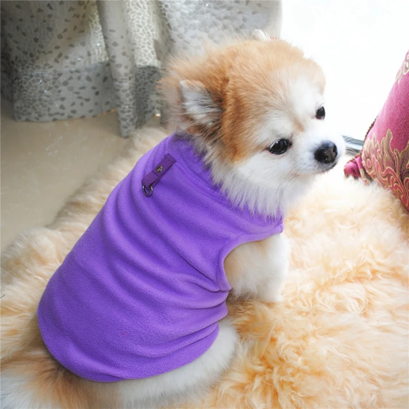 

Pet Dogs Clothes Autumn Winter Thickened Fleece Vest Coat Wind-proof Small Medium Dogs Warm Costume with Traction Ring Outdoor