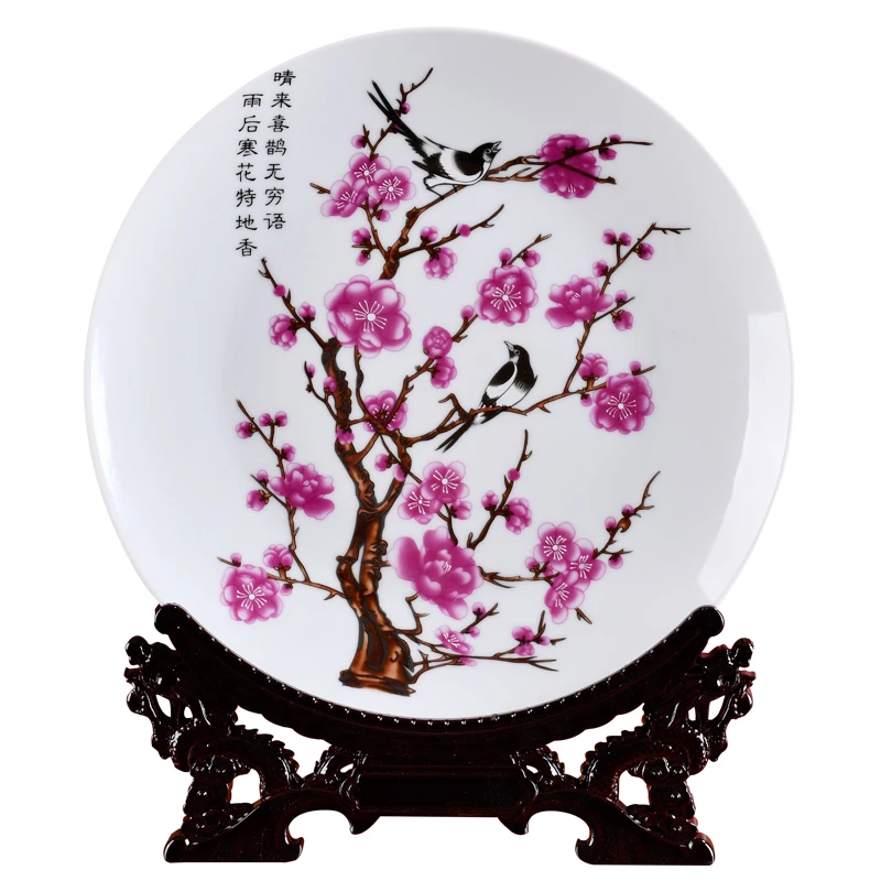 

Jingdezhen porcelain household ceramic decorative plates magpie on the plum modern fashions and handicraft furnishings