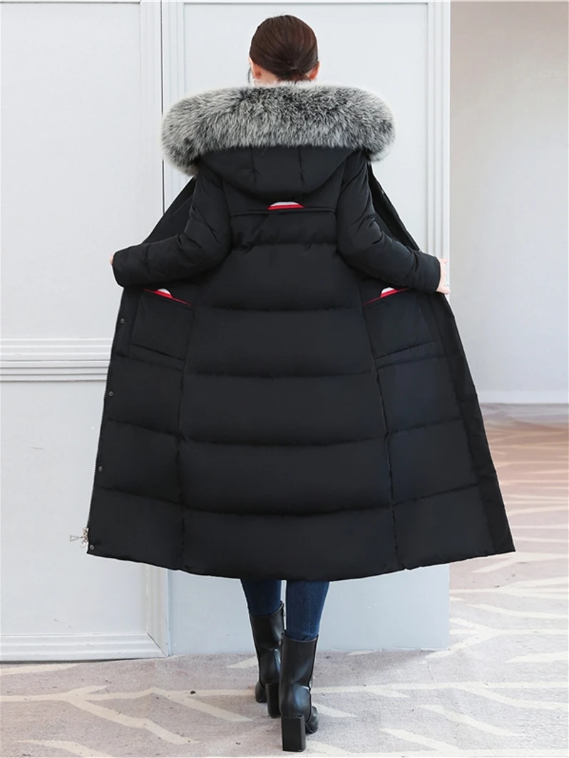 Женская зимняя куртка 90% утиного пуха женская одежда 2020 длинное тонкое теплое