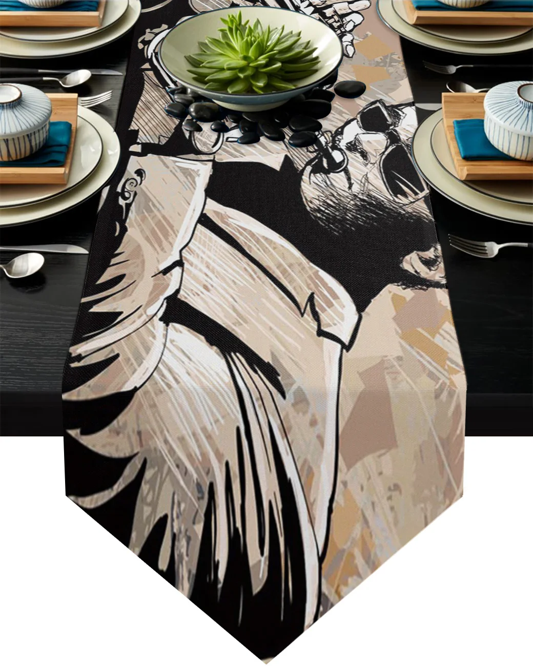 

Джаз человек исполнитель музыканта Настольная дорожка s свадьбы обеденный стол Украшение стола дом Декор Кухня Настольная дорожка скатерт...