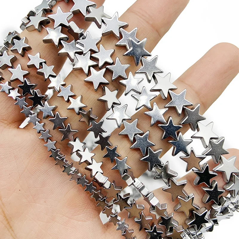 

RBFHYER Silvers Five-Pointed Star 4/6/8/10mm Hematite Natural Stone Spacer Loose Beads For Handmade bracelet Diy Charm Jewelry