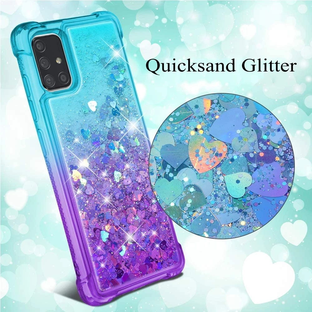 Case For Samsung Galaxy S21 Ultra S20 Plus S20FE A32 A52 A72 M51 M31 A12 Gradient Quicksand Glitter Silicone Shockproof Cover
