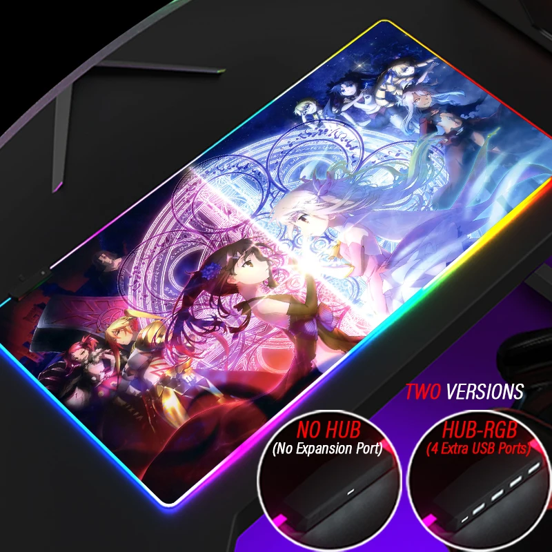 

Illya Extreme-Color RGB Fate Kaleid Liner Mouse Pad Custom Illyasviel Hub 4 Port USB PC Accessories Mousepad With LED Backlit