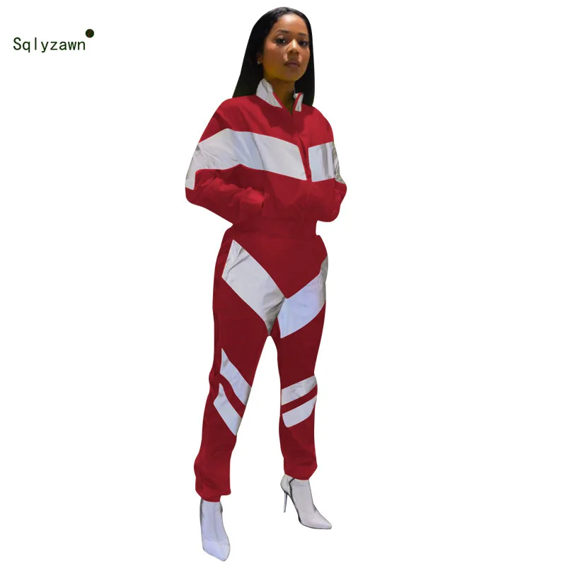 Цветной светоотражающий спортивный костюм женская одежда уличная комплект из