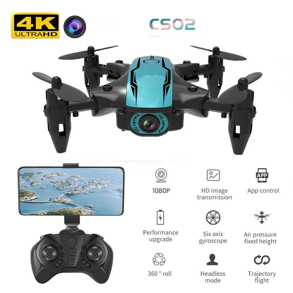 

Cs02 Mini Rc Drone Wifi FPV HD Camera Quadcopter Altitude Hold Mode Foldable Drone Professional Aerial Photography Helicopter