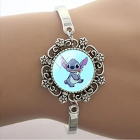 disney creative design funny stitch bracelet star baby cartoon bracelet glass jewelry fashion cabochon dome bracelet