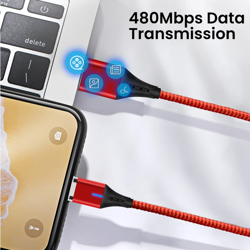 

VEEAII 1m 2M 3A Magnetic Micro USB Cable Charging Type C USB Charger Data Cable Wire Cord for Iphone Samsung Xiaomi Mobile Phone