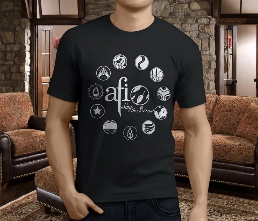 Мужская черная футболка AFI Sing Of The Sorrow Rock Music Band размер S 3XL большого размера