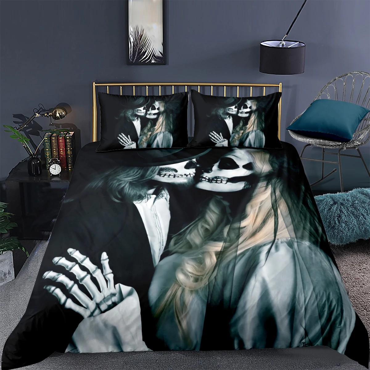 

3D Duvet Cover Set Bedding Sets Comforter Cases Pillow Covers Double Full Twin Queen Size The Skeleton Lover Custom Bed Linens