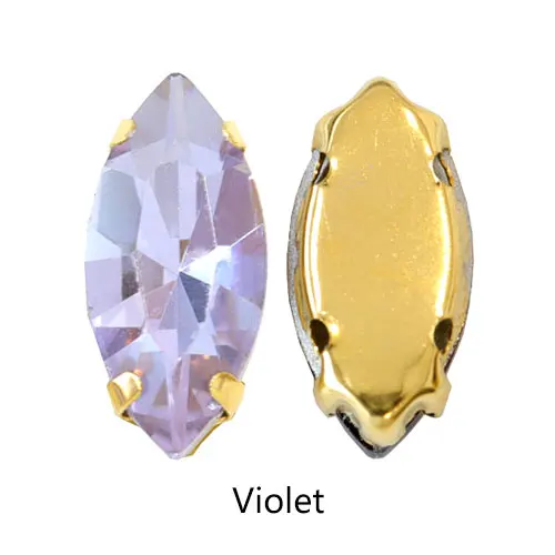 Violet Конский глаз Разноцветные Хрустальные пришитые Стразы Navette много размеров стразы для шитья с золотыми когтями для свадебного платья E7073 - Цвет: Violet