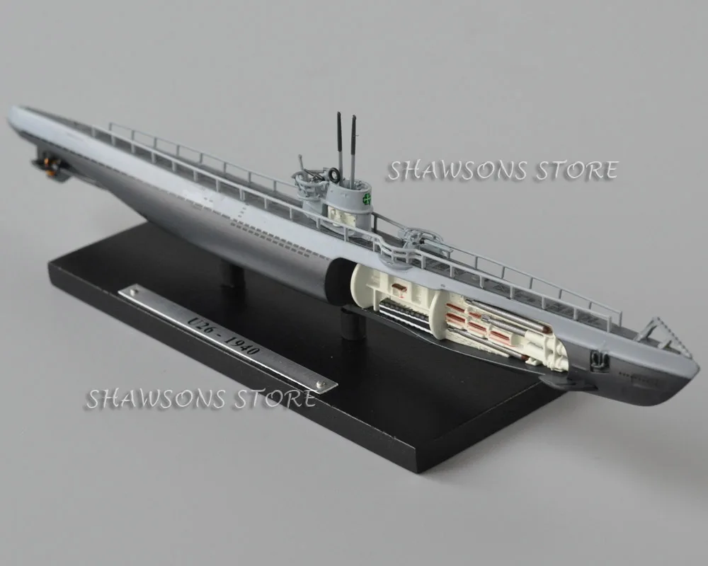Литая металлическая U лодка военная модель игрушки 1:350 немецкая подводная U26 1940