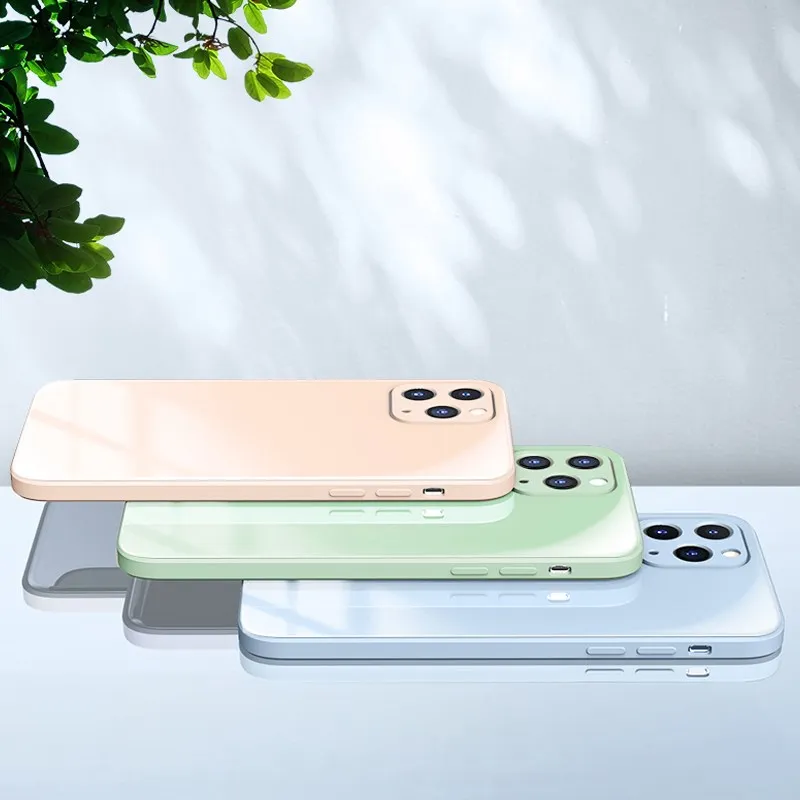 luxury glossy tempered glass back case cover for iphone 11 pro max xs xr 8 plus 7 plus se 2020 new square style phone case free global shipping