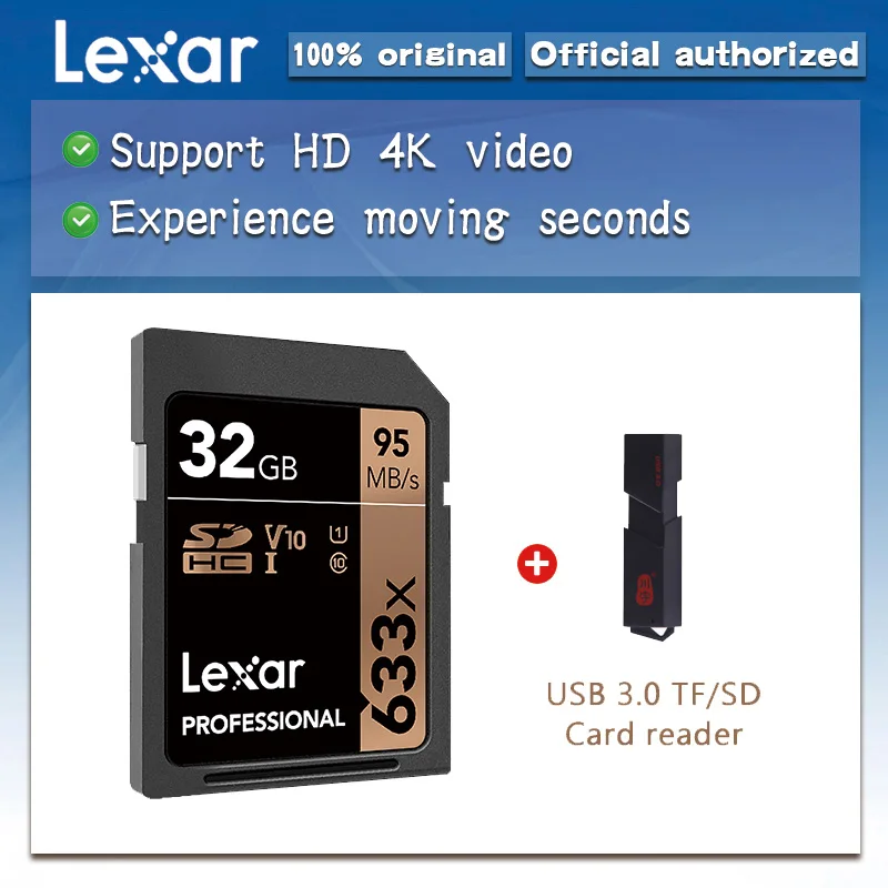 SD карта Lexar 32 ГБ 64 128 256 SDHC SDXC|Карты памяти| |