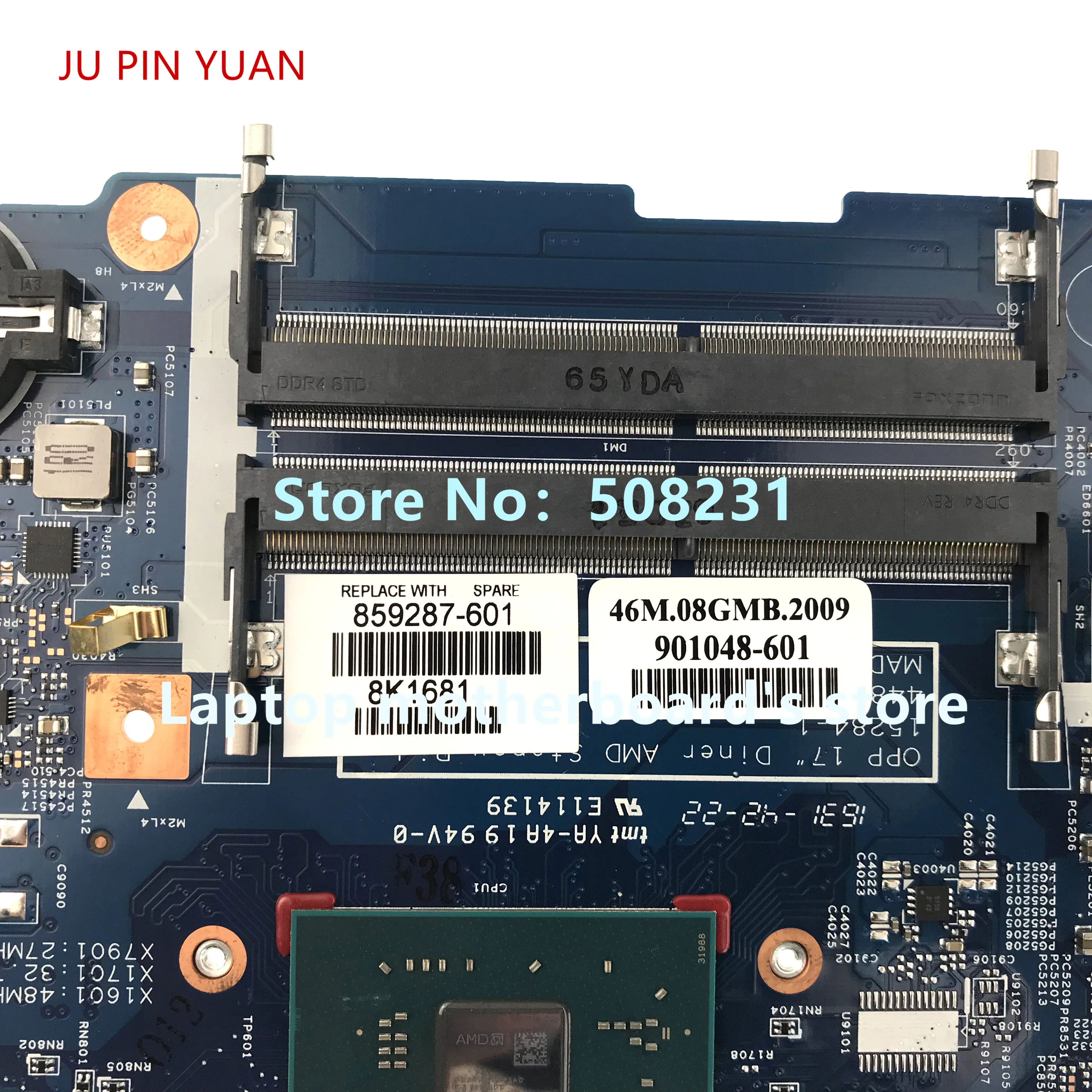 JU PIN YUAN 859287-601 859287-501 для ноутбука HP 17-Y материнская плата 100% полностью