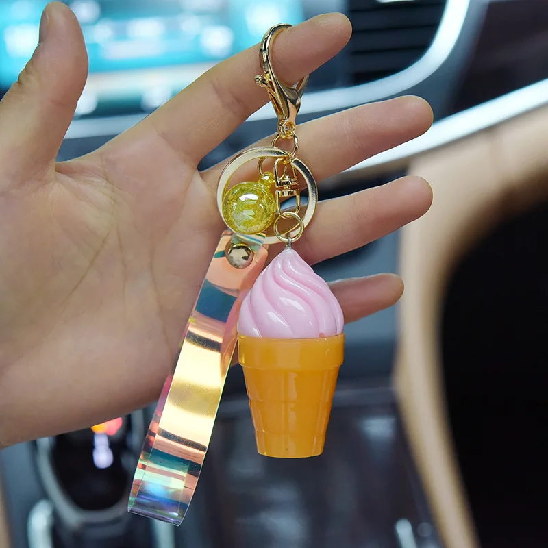 

New Illuminated Cone Ice Cream Ornaments Ice Cream Popsicle Ice Cream Bag Pendant Cute Luminous Keychain