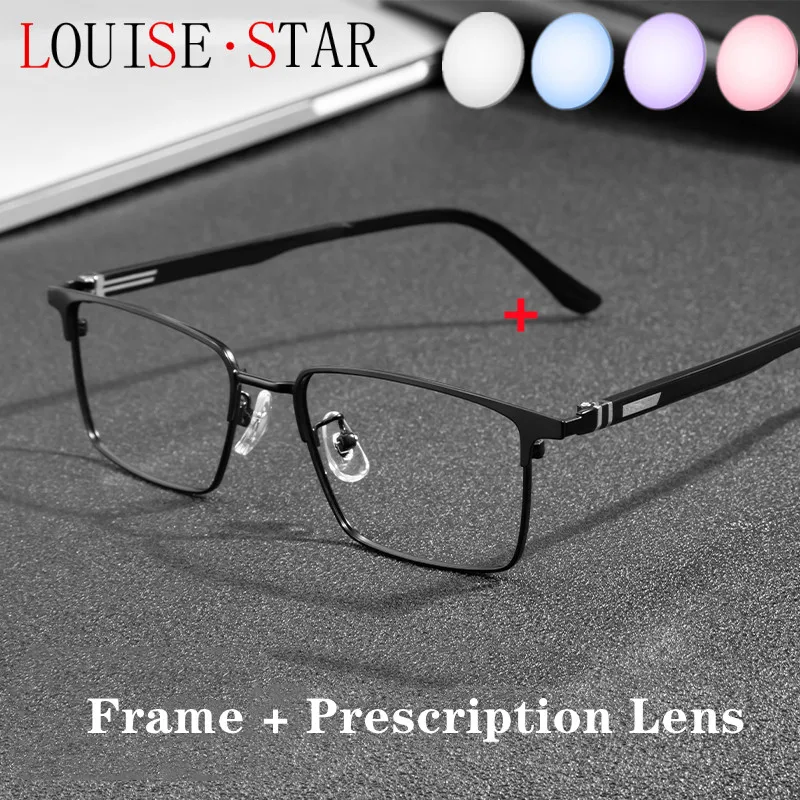 Prescription Mirror Anti-Blue Light Photochromic Gray Full-Frame Business Glasses For Men Progressive Near And FarsightednessNew